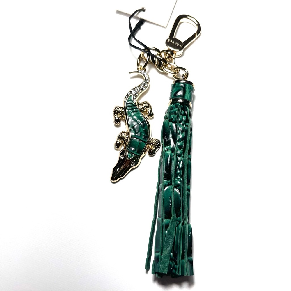 Brahmin Emerald Green Crocodile Charm Tassel
